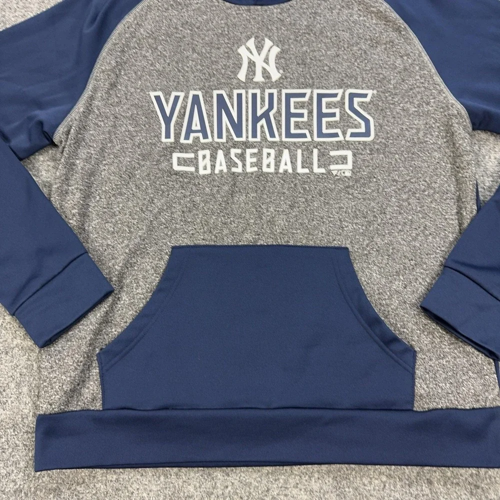 New York Yankees Hoodie Mens Large Blue Gray MLB Baseball Fanatics Pullover